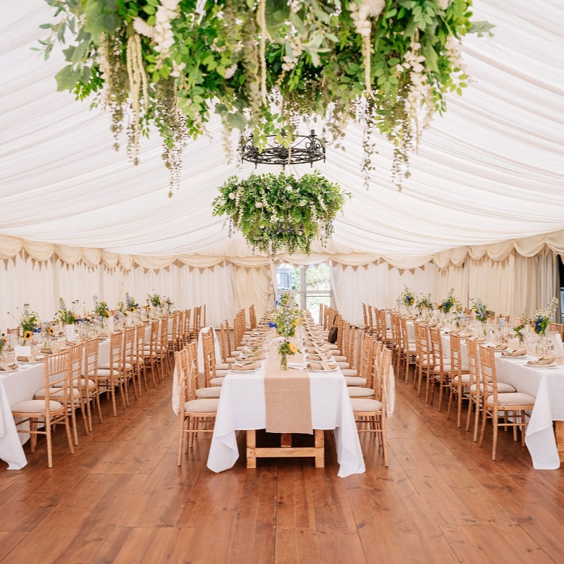 Chenies Manor House marquee set up for wedding