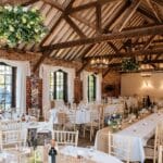 Chenies Manor House garden room set out for wedding reception