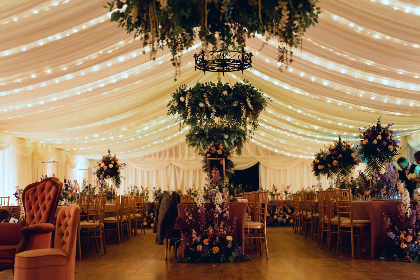 Chenies Manor House Marquee set up for wedding reception